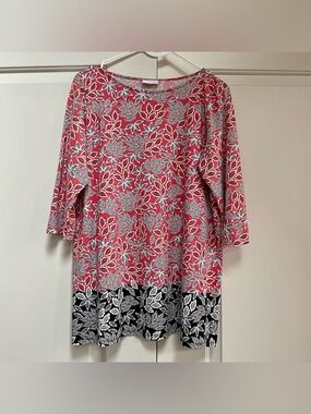 J. Jill Longer Line Scoop Neck 3/4 Sleeve Salmon Soft Casual Popover Top Shirt